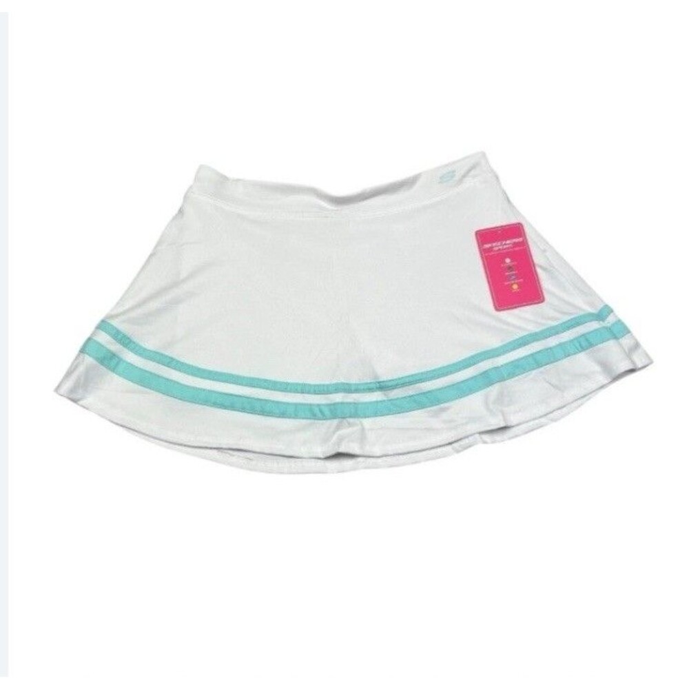 Skechers White Skort with Aqua Stripe Detail
